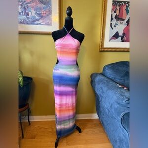 Sunset Ombre Cutout Maxi Dress
